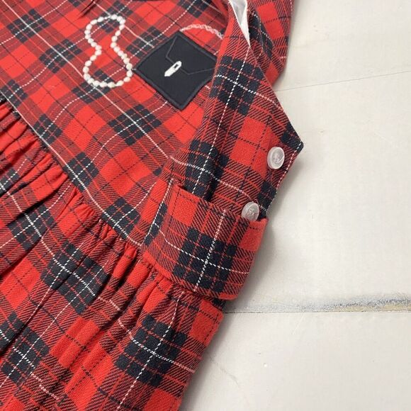 Bailey Boys Classic Heirloom Applique Dress Red Black Tartan Girls 6X Hat Purse - Picture 5 of 9
